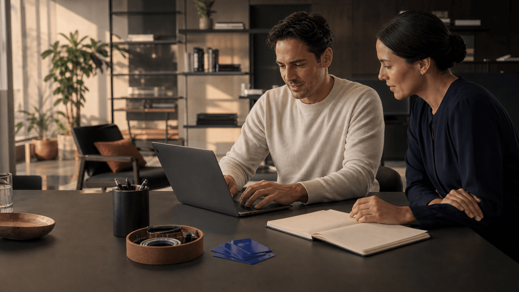 A new workspace administrator and colleague preparing their team setup together
